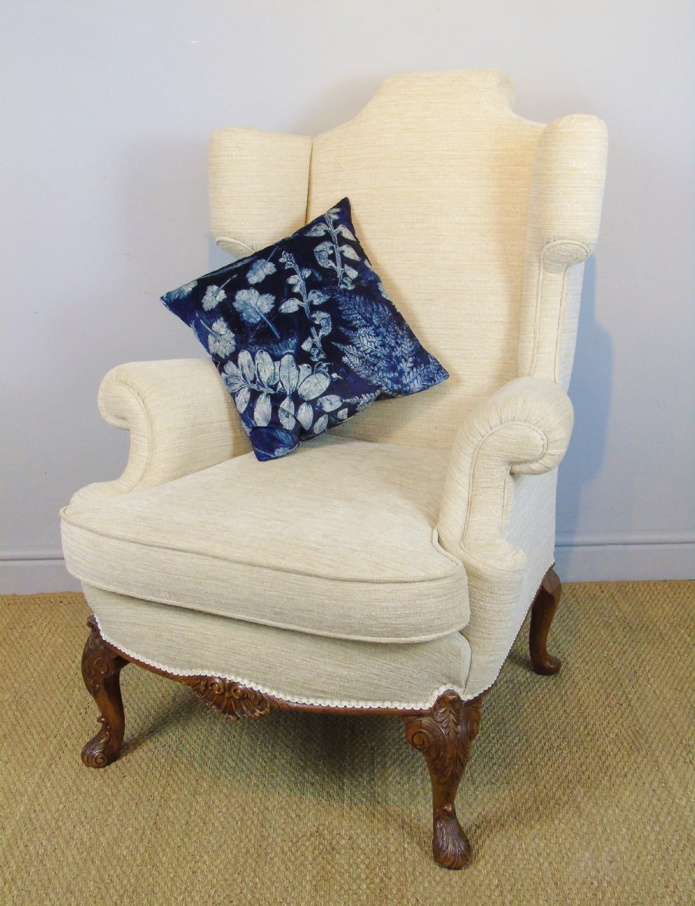 Good Quality Early 20th Century Walnut Wing Arm Chair View IX