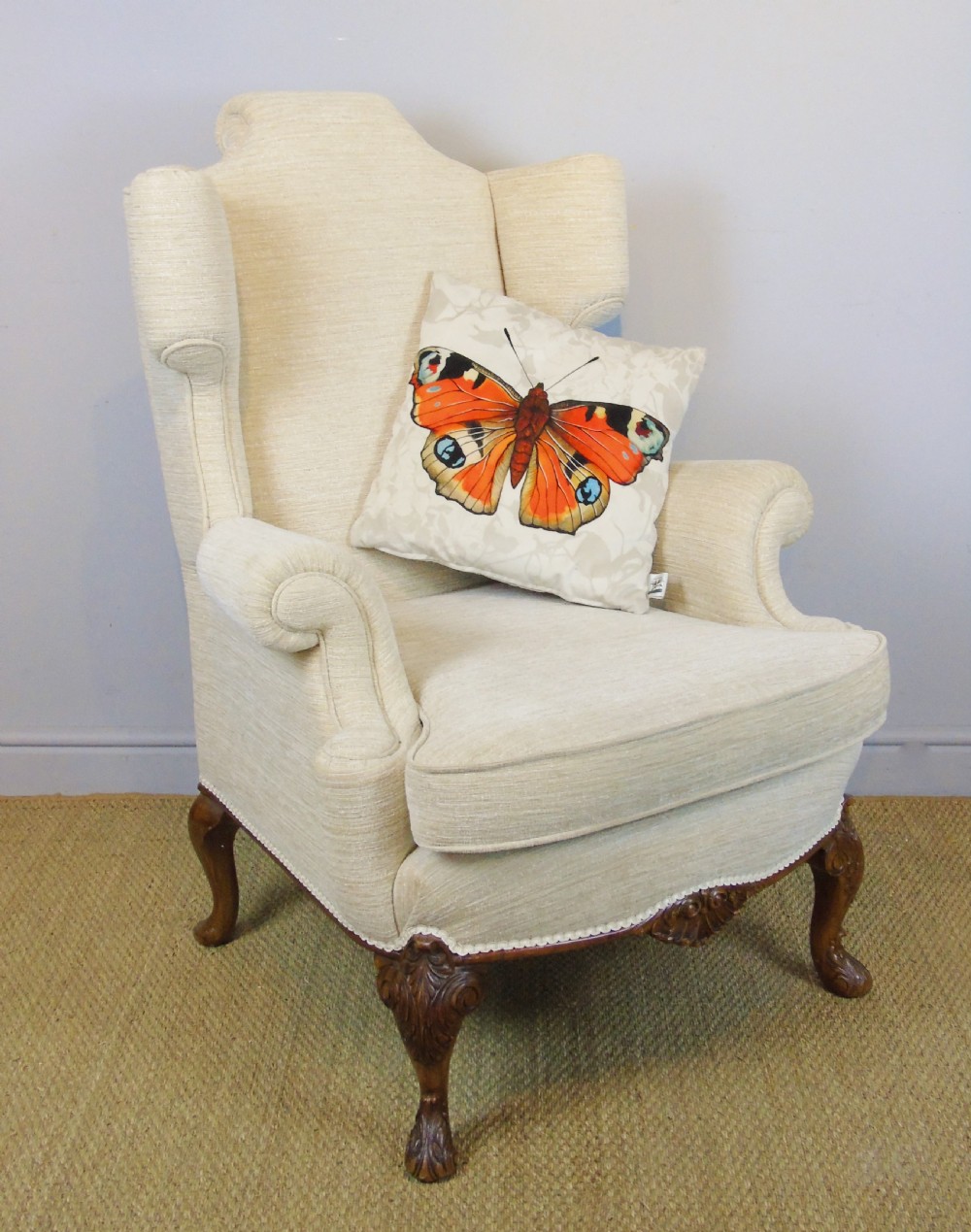 Good Quality Early 20th Century Walnut Wing Arm Chair View X