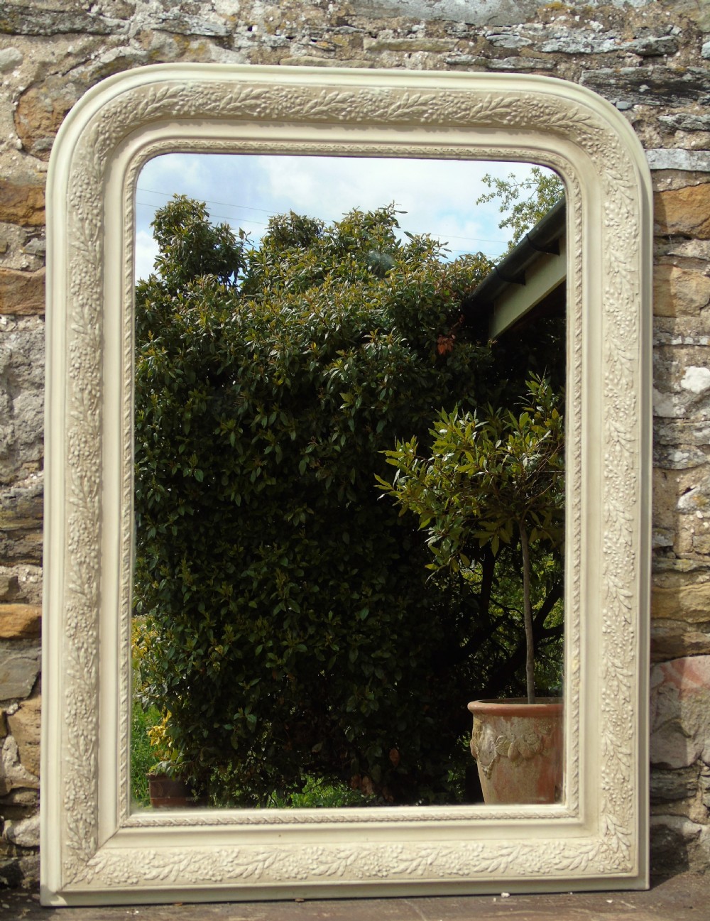 Antique French Painted Mirror View III