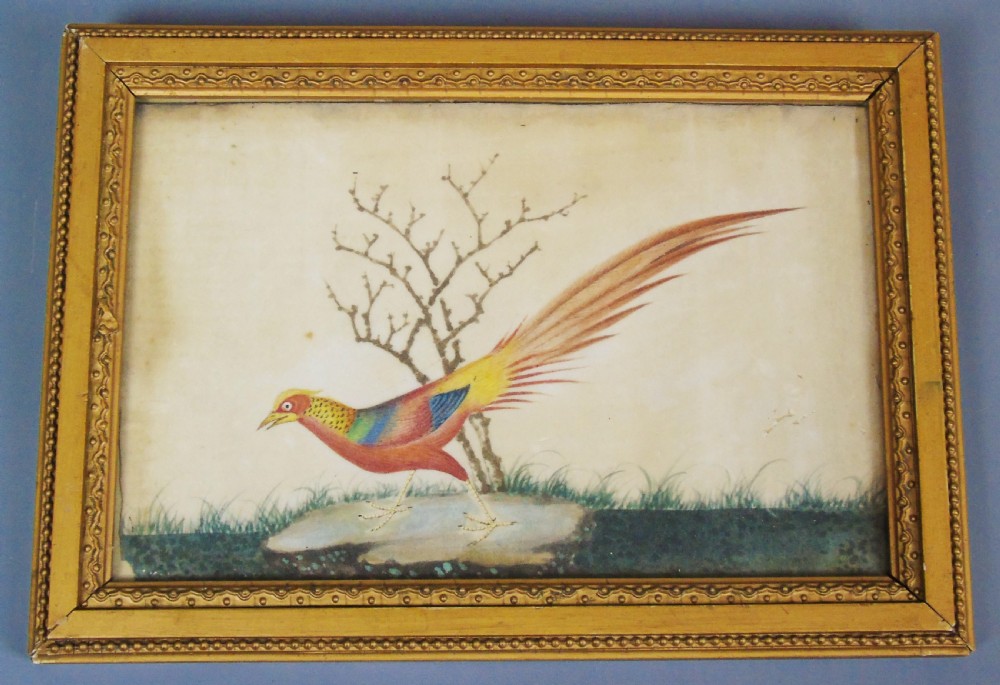 Set of Four Chinese Pith Paintings 19th Century Birds View III
