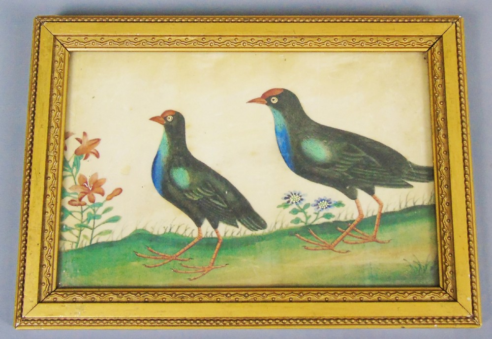 Set of Four Chinese Pith Paintings 19th Century Birds View V