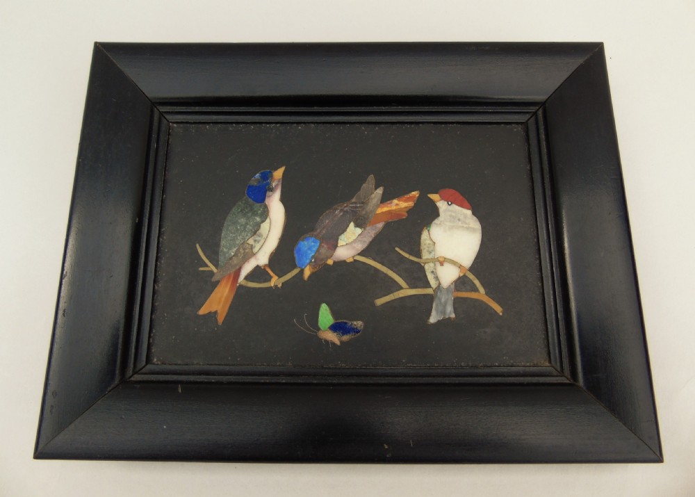 Antique Italian Pietra Dura Marble Panel Birds View II