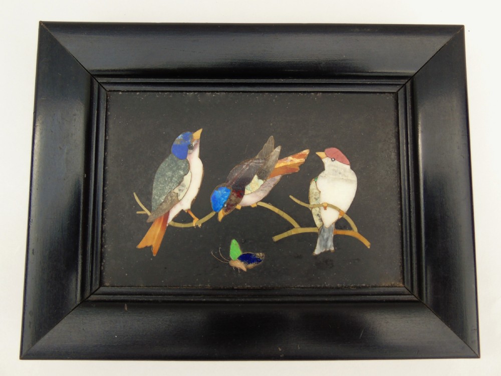Antique Italian Pietra Dura Marble Panel Birds View III