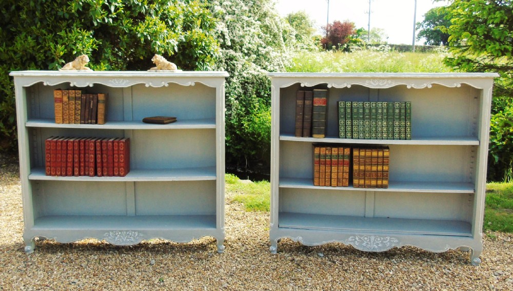 Pretty Pair of Antique Painted French Bookcases