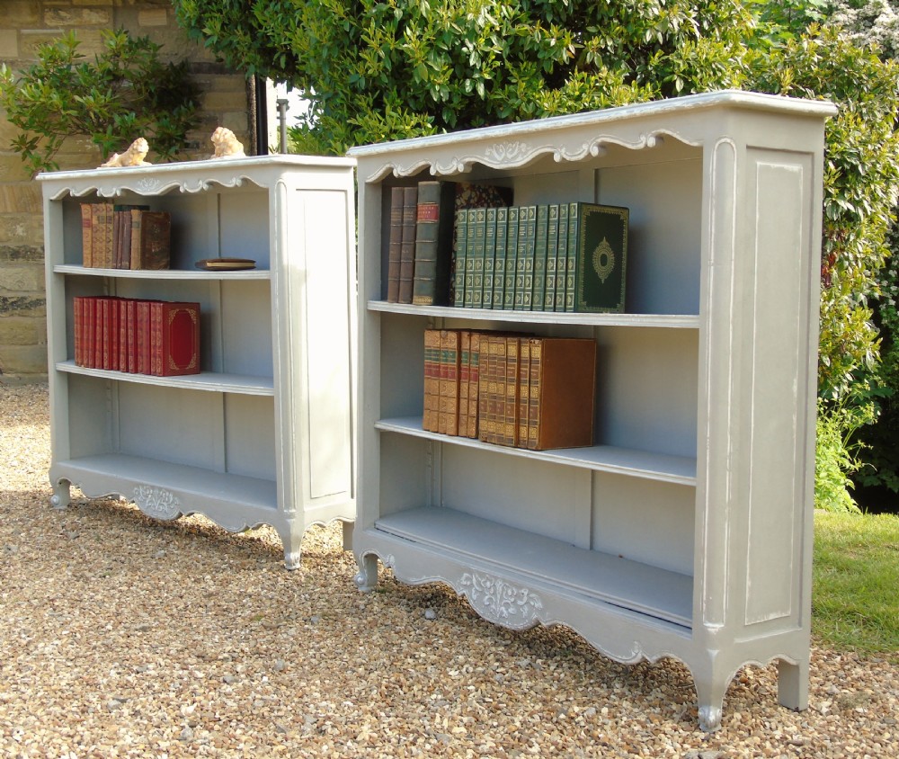 Pretty Pair of Antique Painted French Bookcases View IV