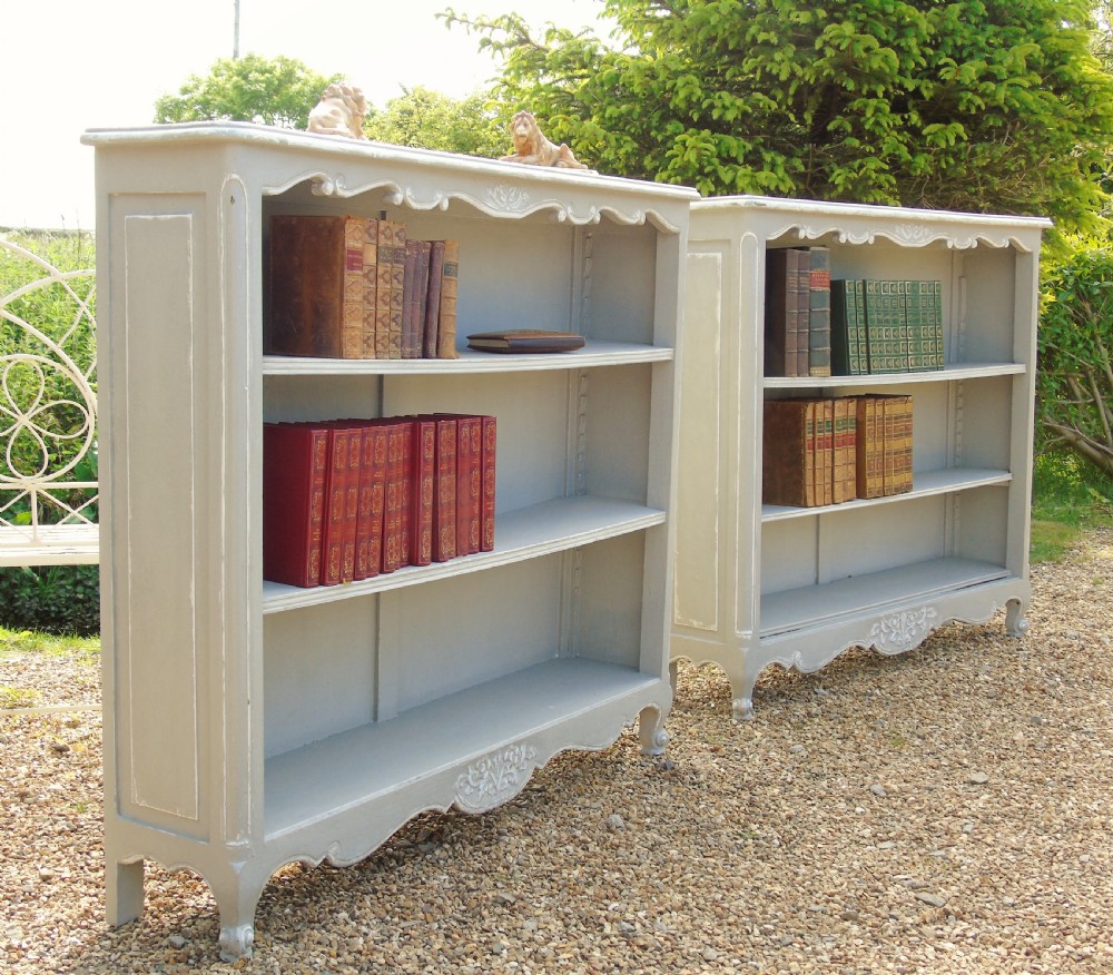 Pretty Pair of Antique Painted French Bookcases View V