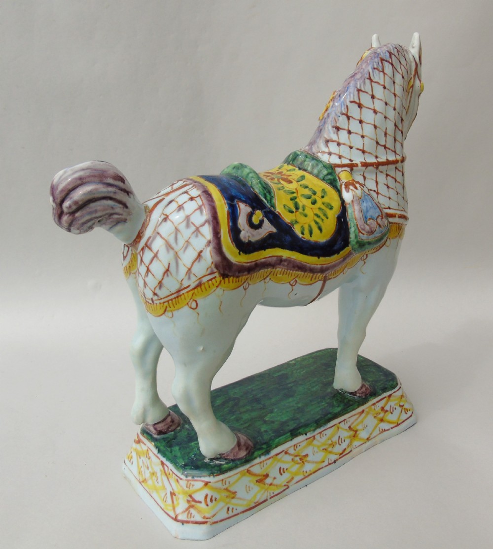 Rare Mid 19th Century Dutch Delft Ceremonial Horse View IV