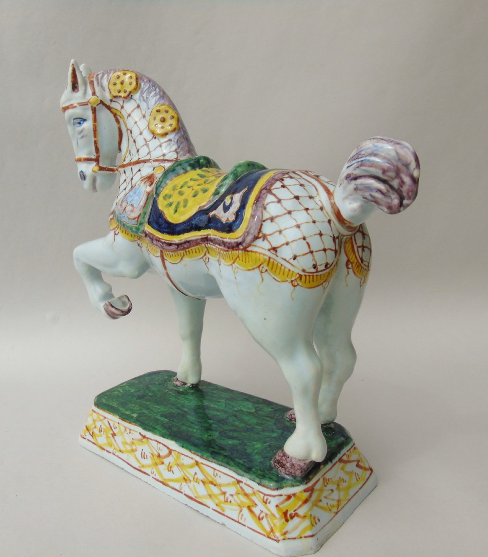 Rare Mid 19th Century Dutch Delft Ceremonial Horse View VI