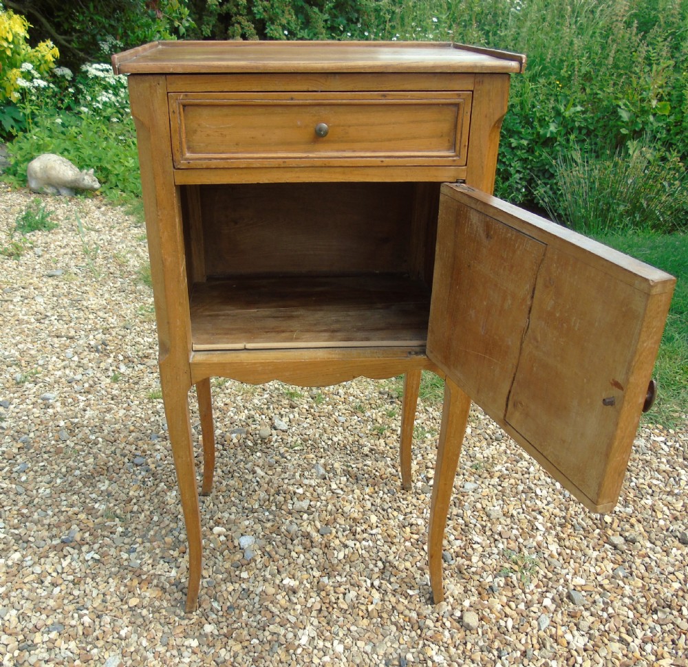 Antique French Fruitwood Bedside Cabinet Leather Book Fronts View V