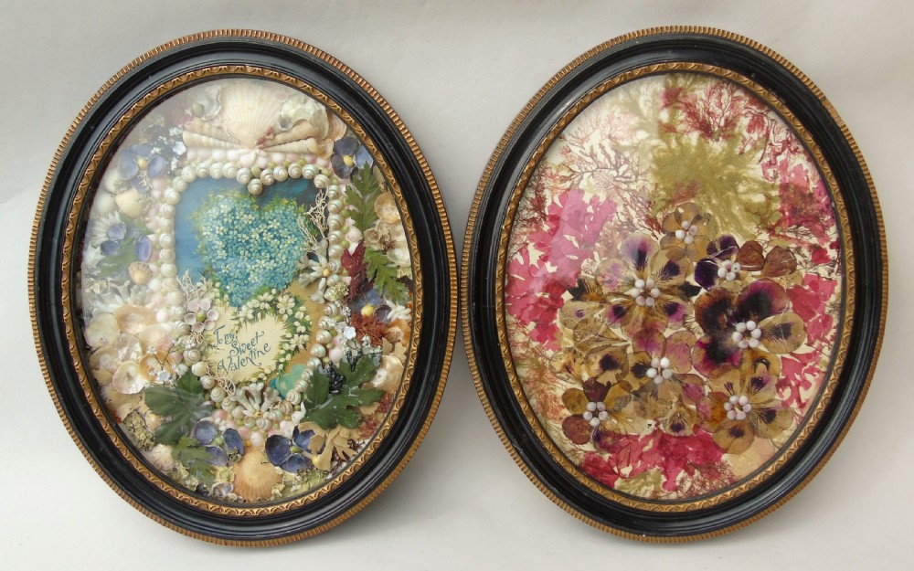 Pretty Antique Folk Art Shellwork Valentines