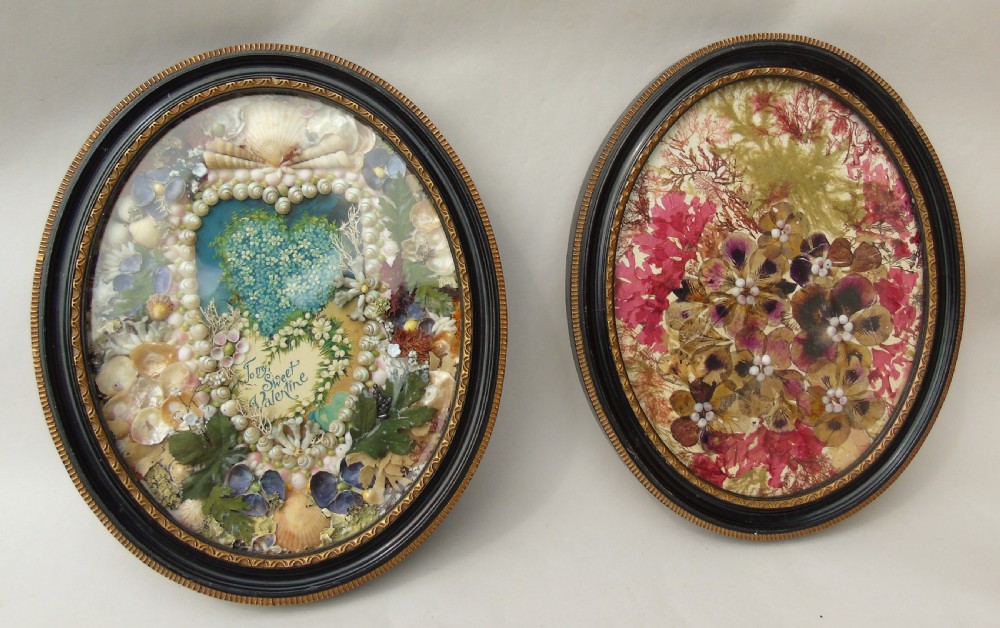 Pretty Antique Folk Art Shellwork Valentines View IV