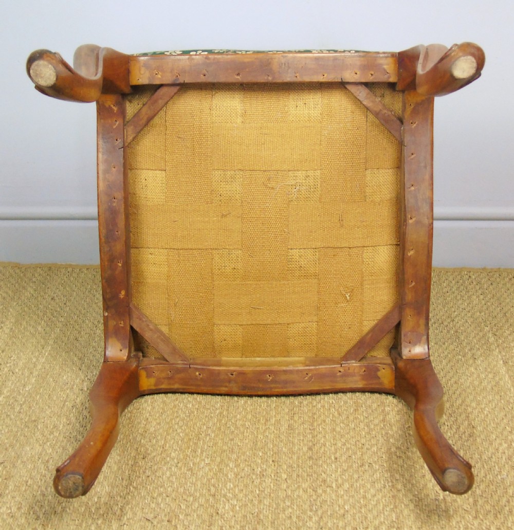 Good Early Victorian Mahogany Cabriole Stool View IV