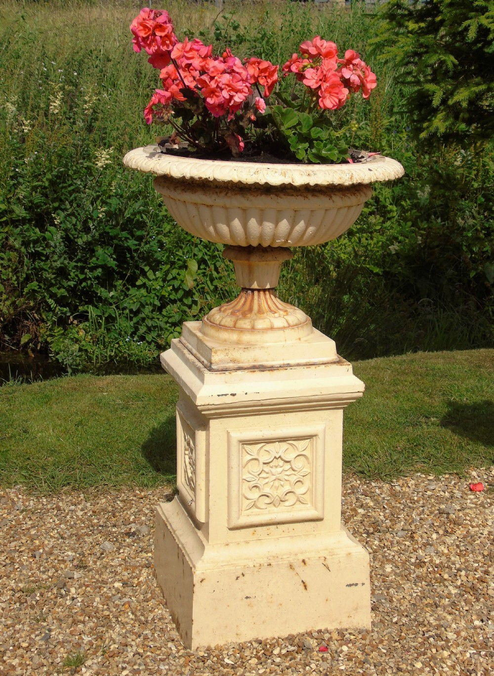 Good Pair of Victorian Campana Garden Urns on Stands View III