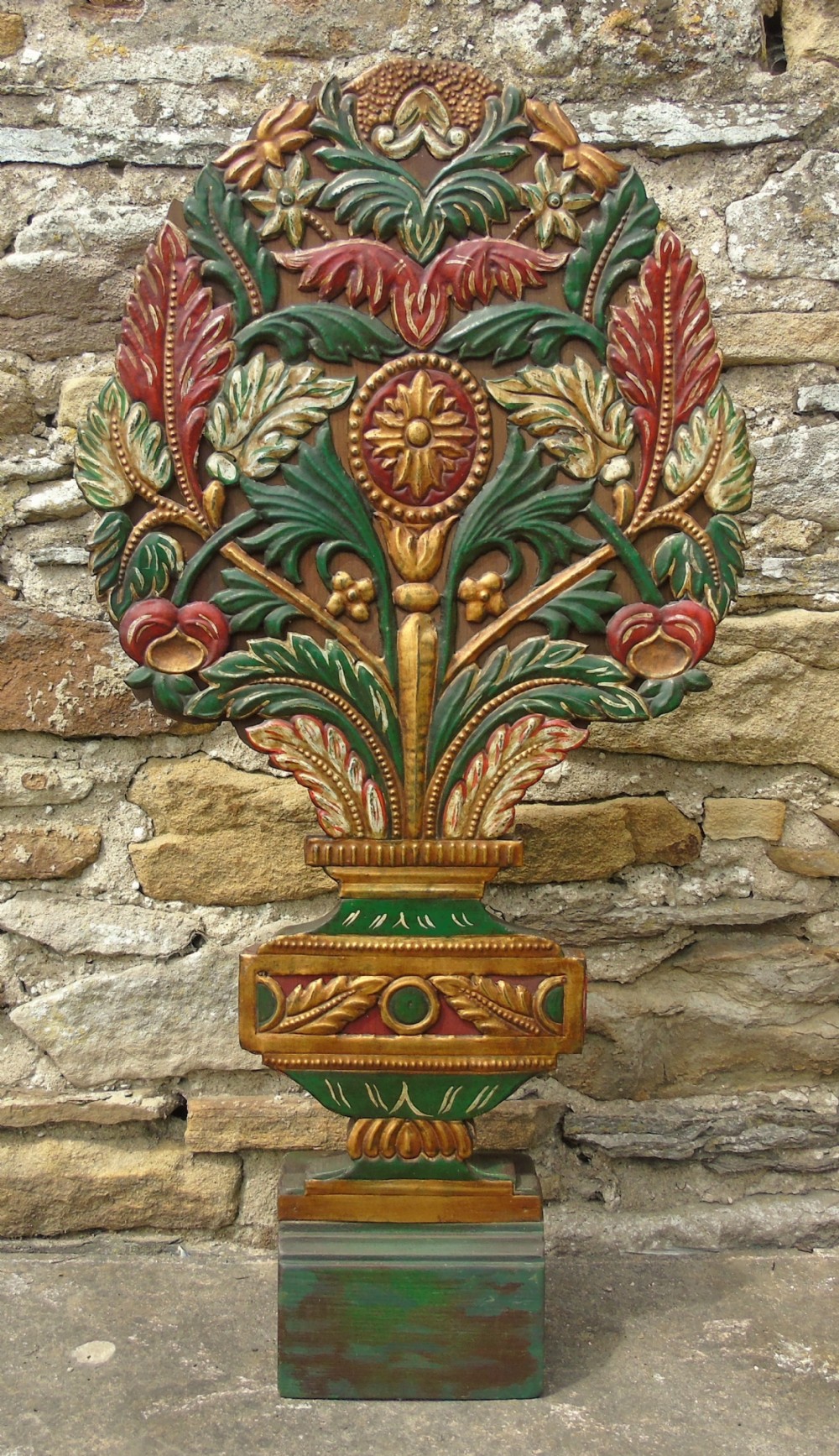 Antique Spanish Toleware and Wooden Altar Stand Decoration