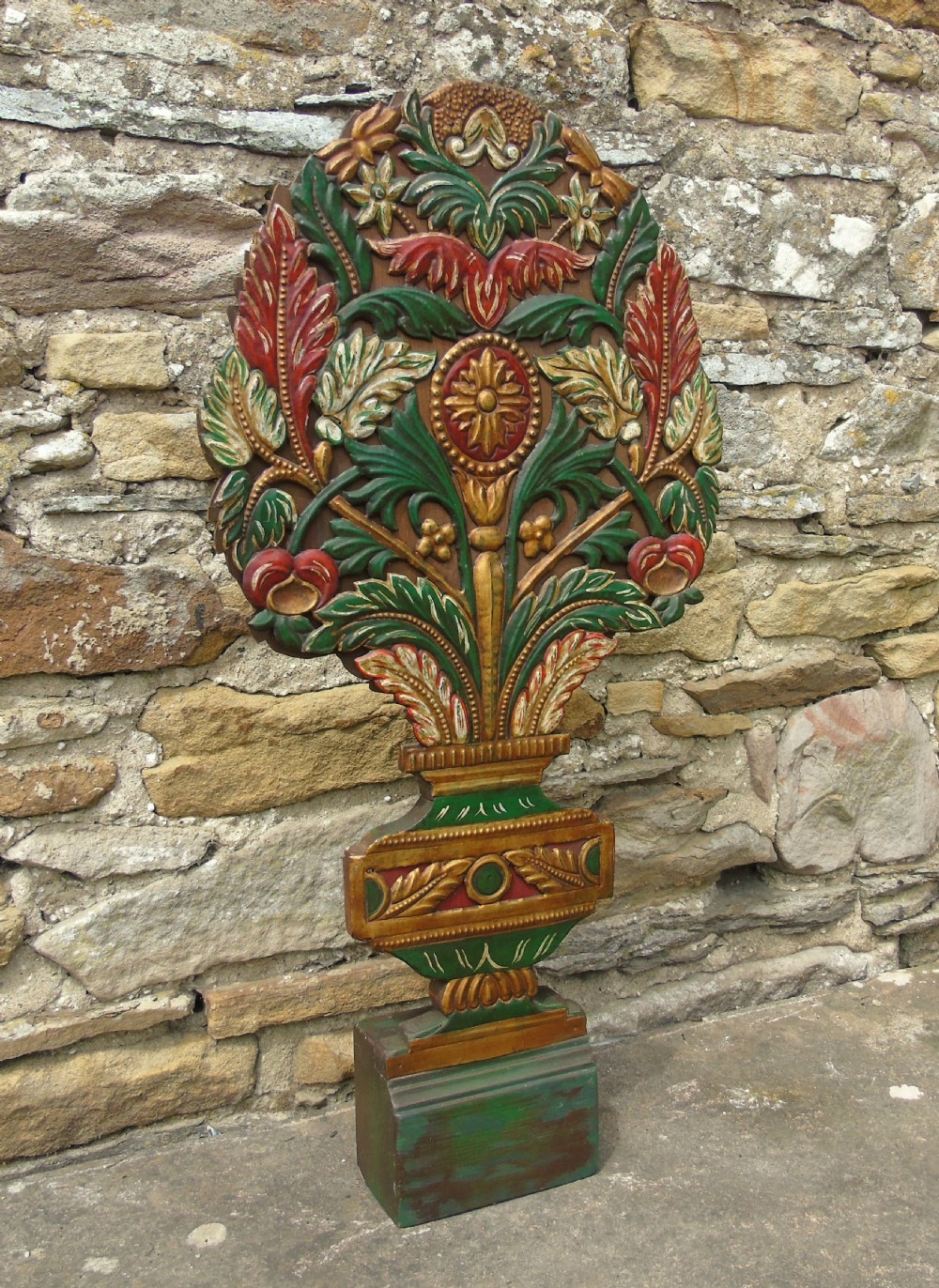 Antique Spanish Toleware and Wooden Altar Stand Decoration View II