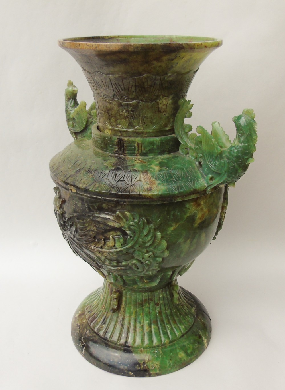 Stunning 19th Century Chinese Carved Hardstone Phoenix Vase View VII