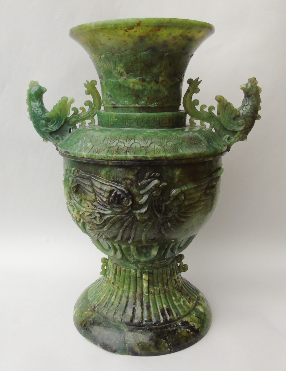 Stunning 19th Century Chinese Carved Hardstone Phoenix Vase View IX