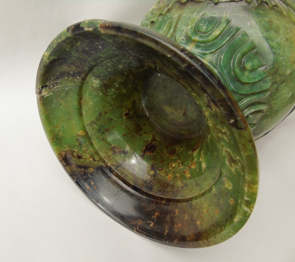 Stunning 19th Century Chinese Carved Hardstone Phoenix Vase View X
