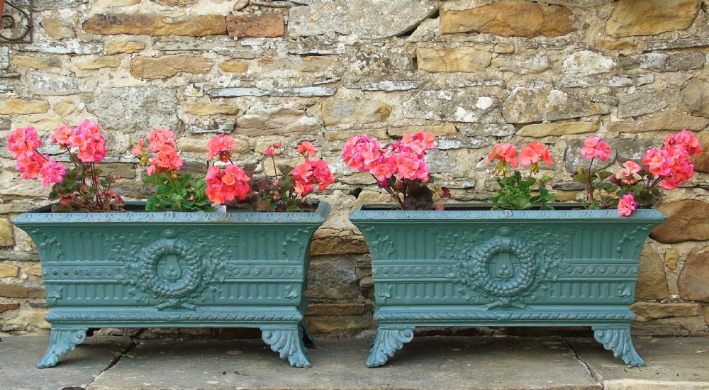 Good Pair of Antique French Cast Iron Garden Planters