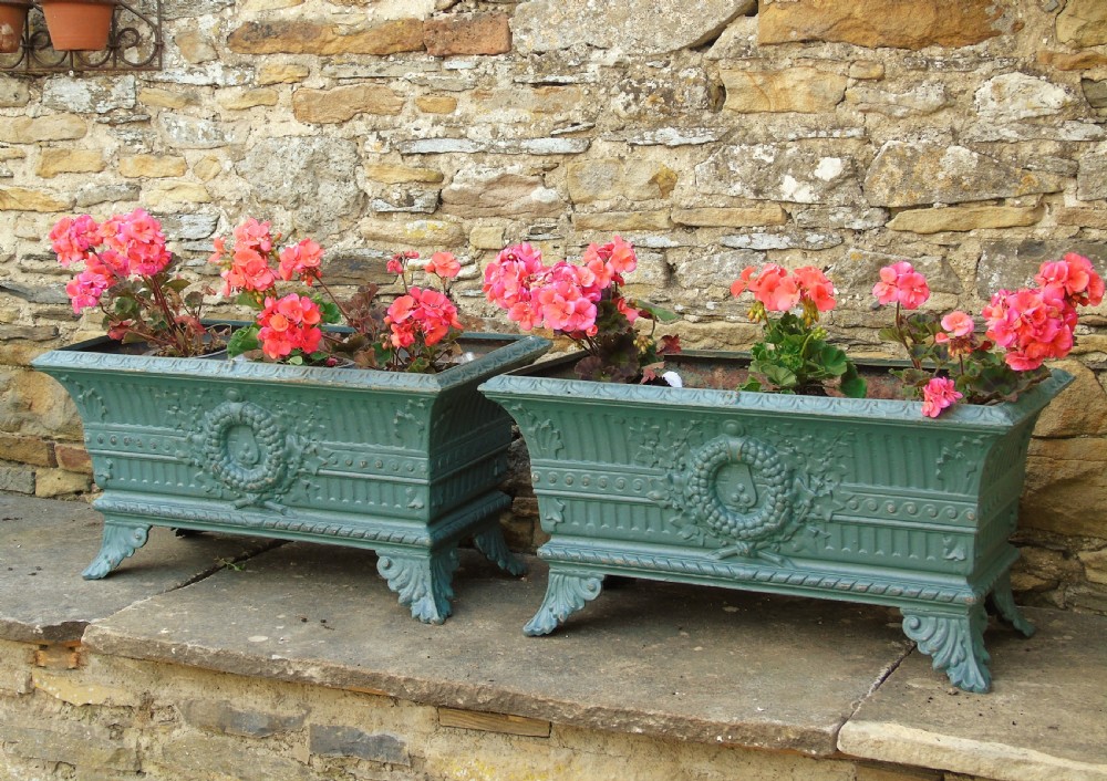 Good Pair of Antique French Cast Iron Garden Planters View II