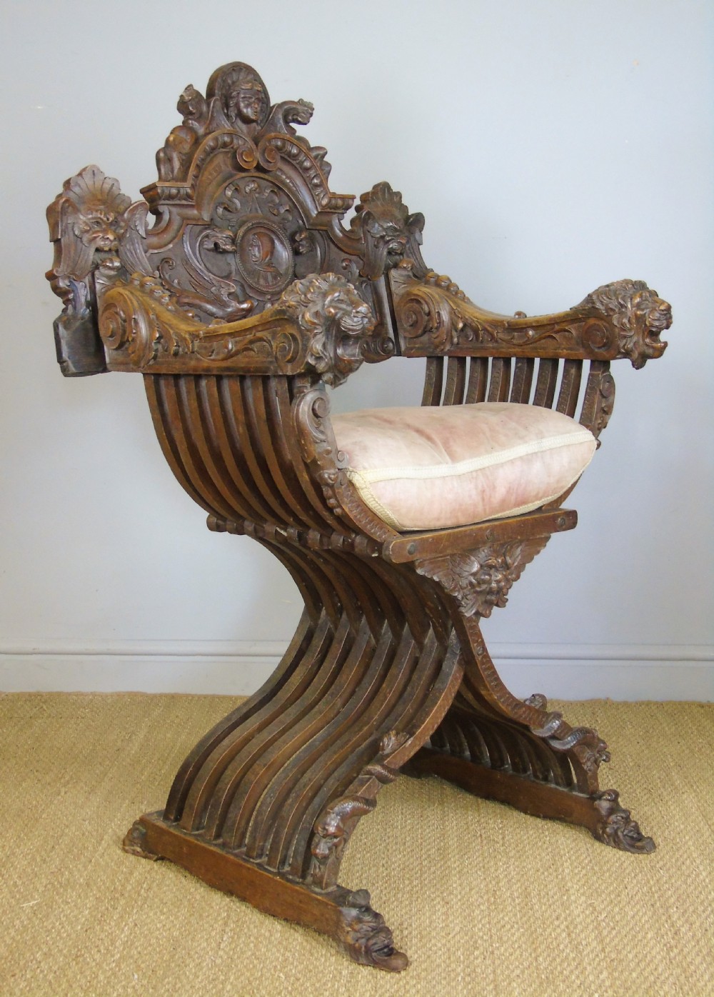 Outstanding Italian Walnut Savonarola Chair View V