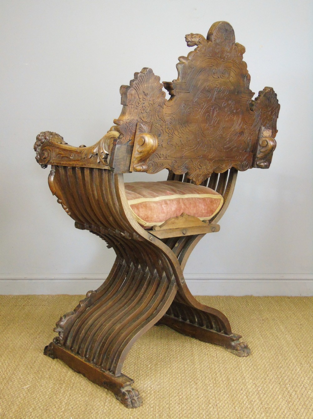 Outstanding Italian Walnut Savonarola Chair View VIII