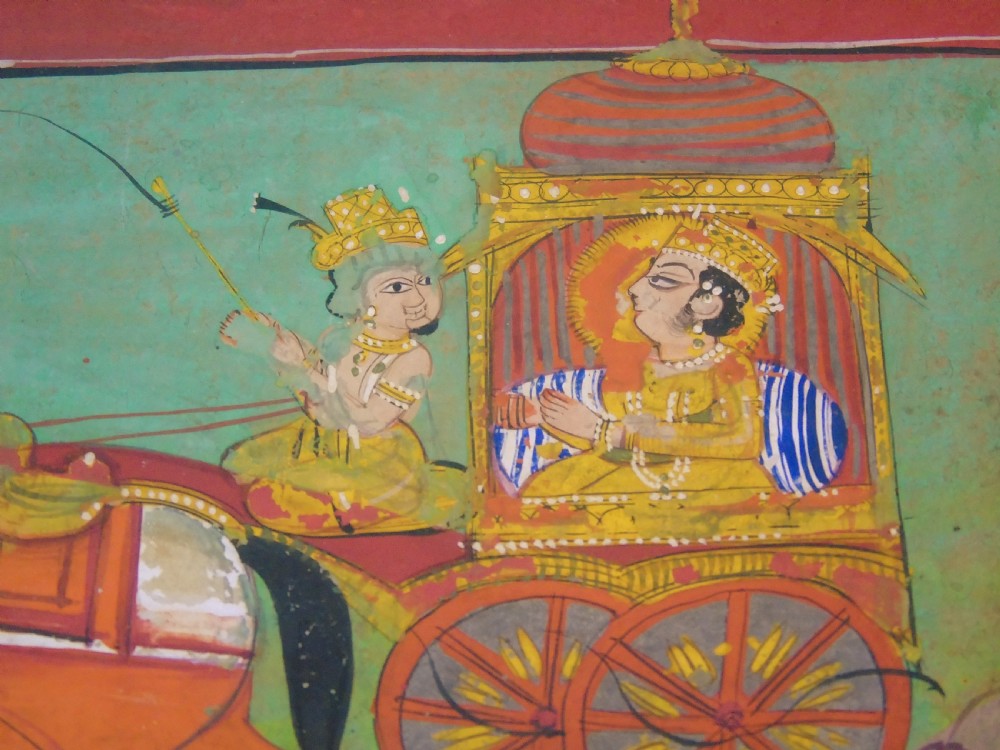 Charming 18th Century Indian Watercolour Prince in Carriage View II