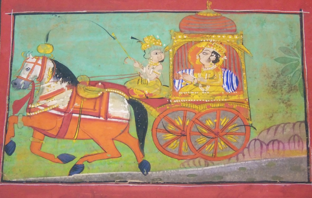 Charming 18th Century Indian Watercolour Prince in Carriage View IV