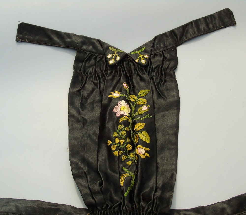 Victorian Hand Embroidered Silk Apron Maids ‘Pinney’ View IV
