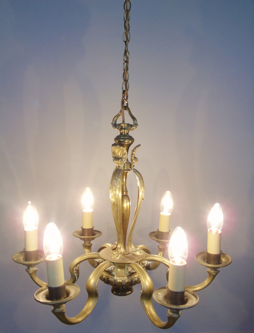 Good Quality Edwardian Brass Chandelier View II
