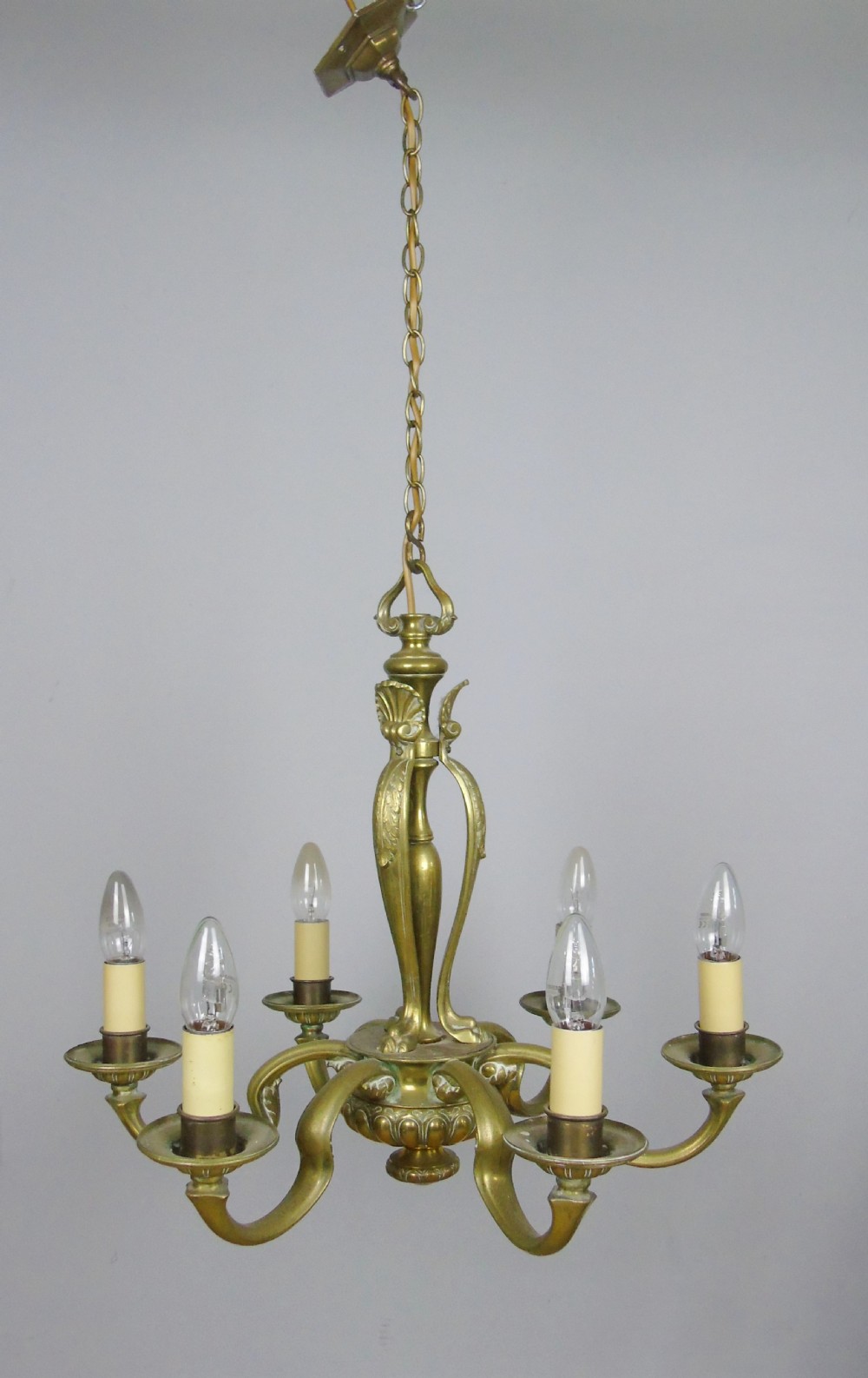 Good Quality Edwardian Brass Chandelier View V