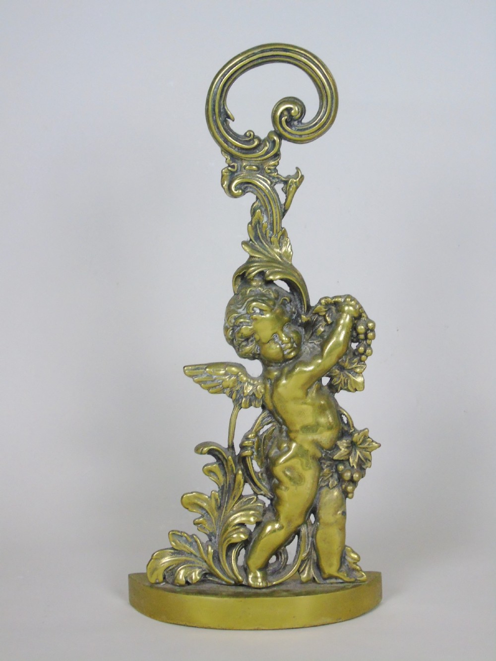 Antique Victorian Brass Cherub Door Stop