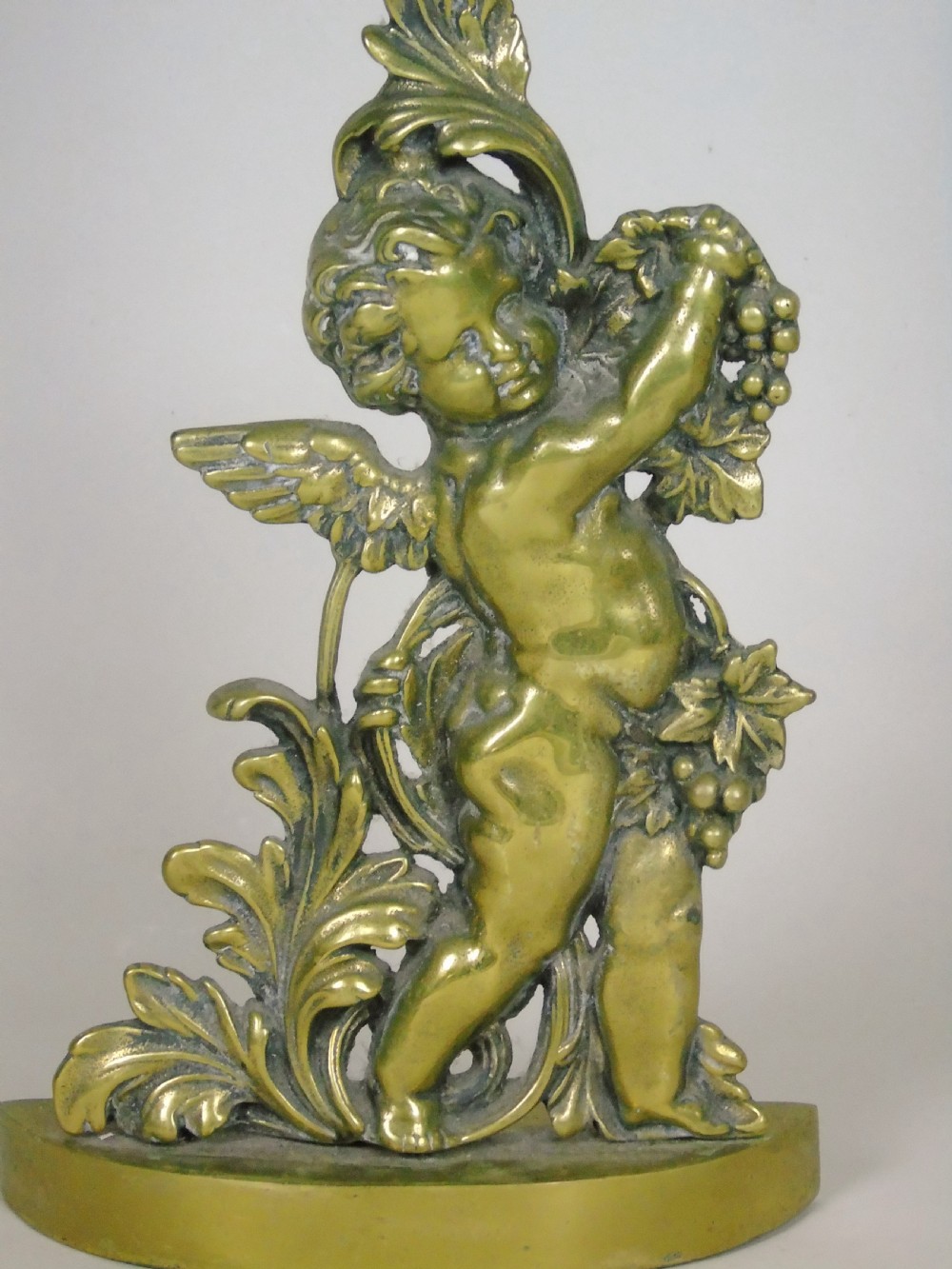 Antique Victorian Brass Cherub Door Stop View II