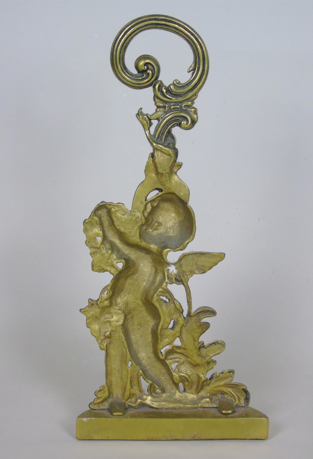 Antique Victorian Brass Cherub Door Stop View III