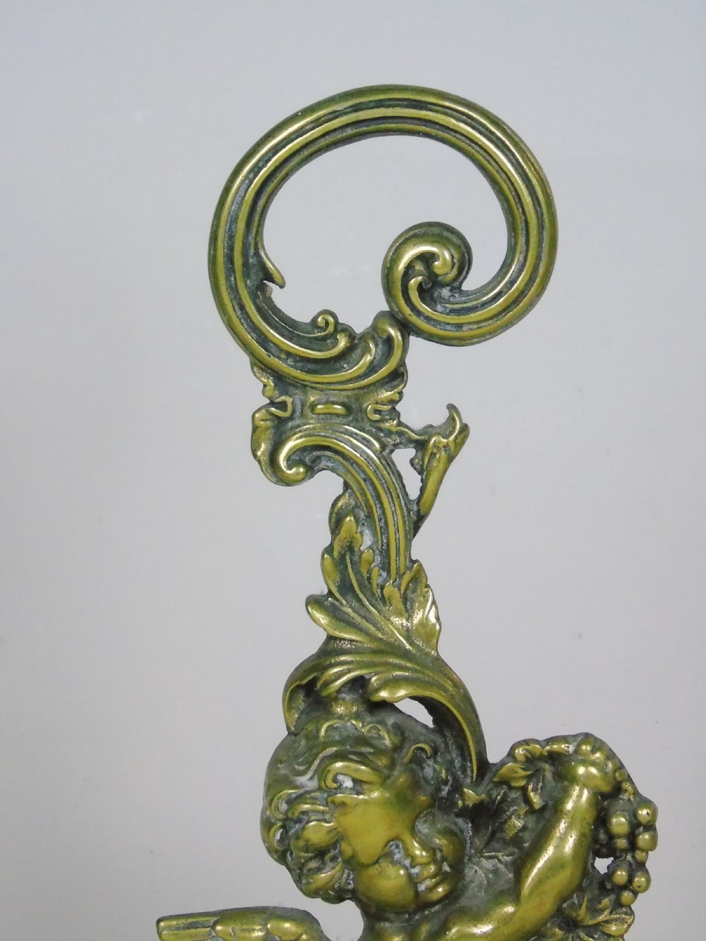 Antique Victorian Brass Cherub Door Stop View IV