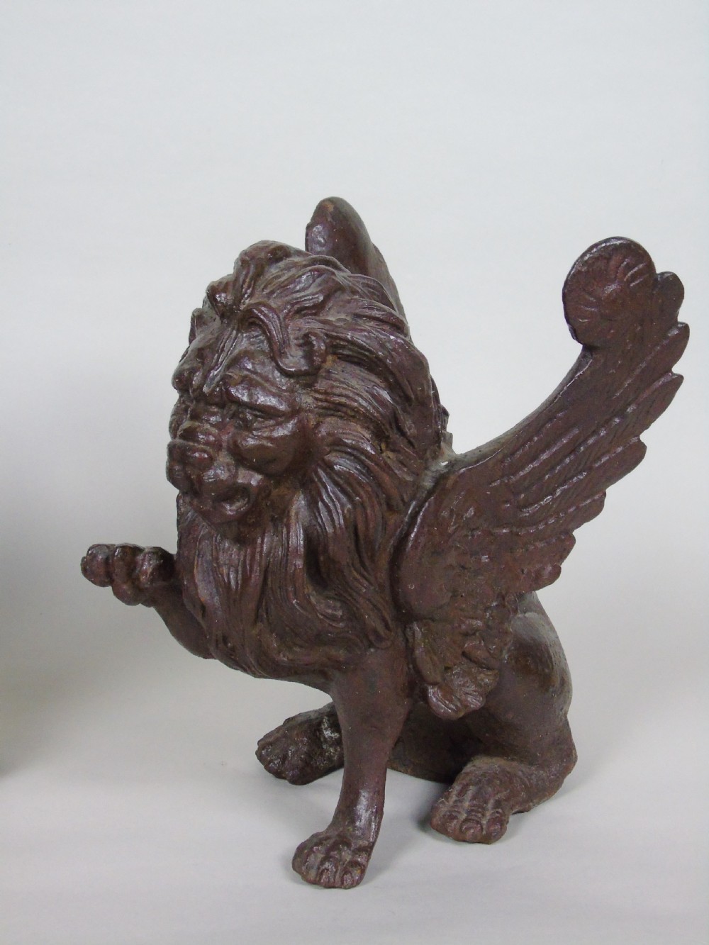 Antique Pair Cast Iron Winged Lions View VI