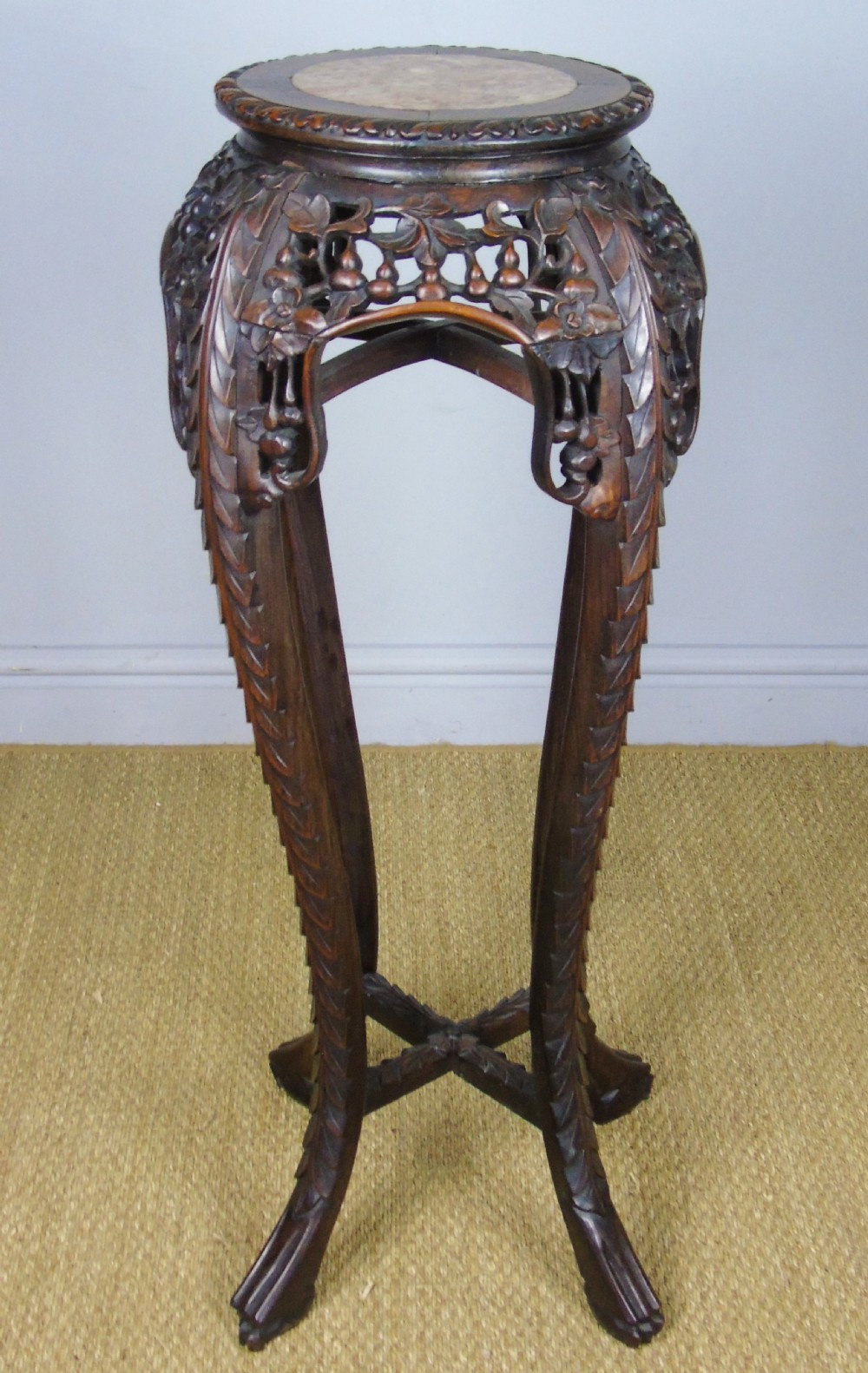 Good Quality 19th Century Chinese Pedestal Marble Inset