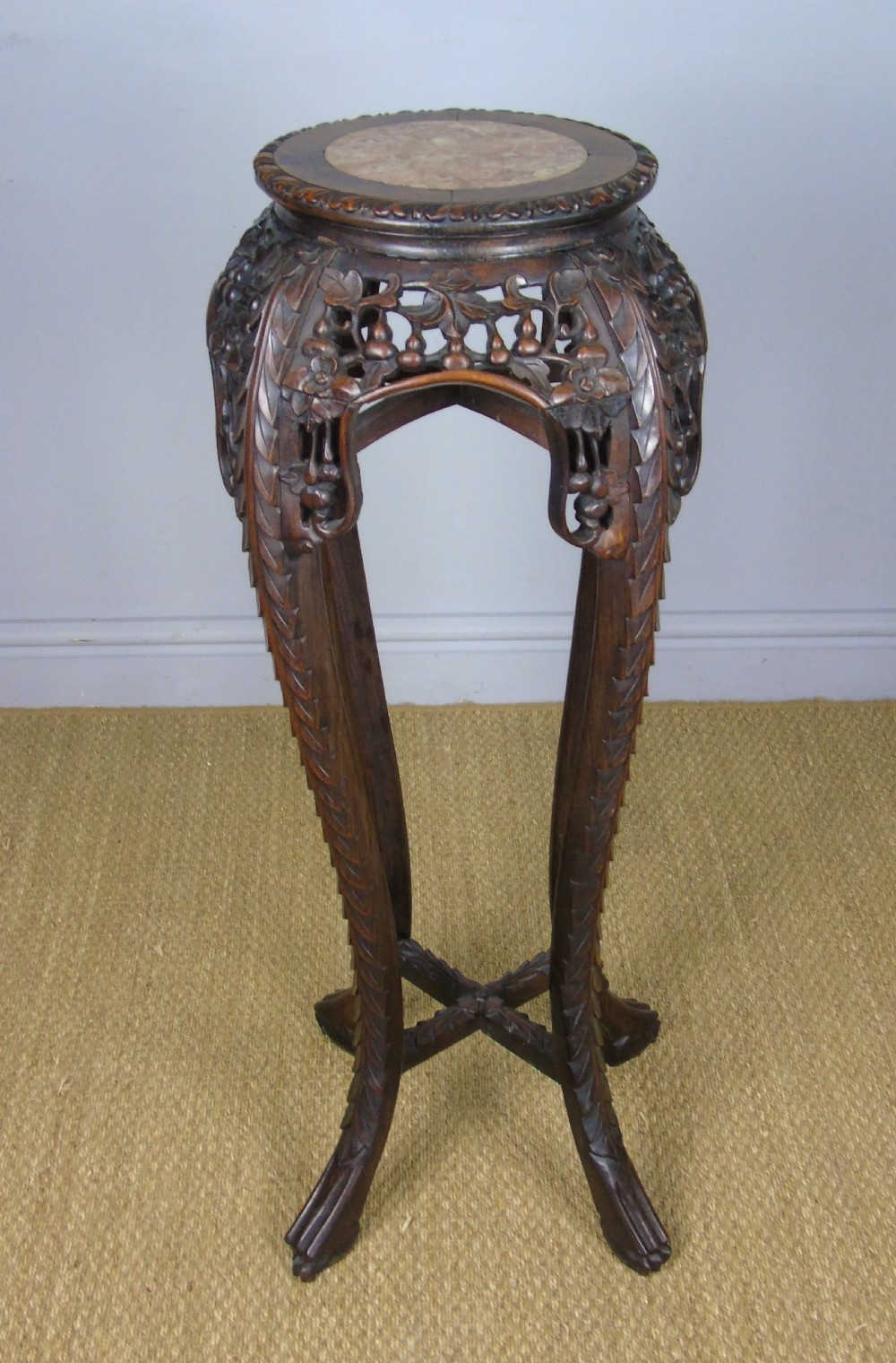 Good Quality 19th Century Chinese Pedestal Marble Inset View II