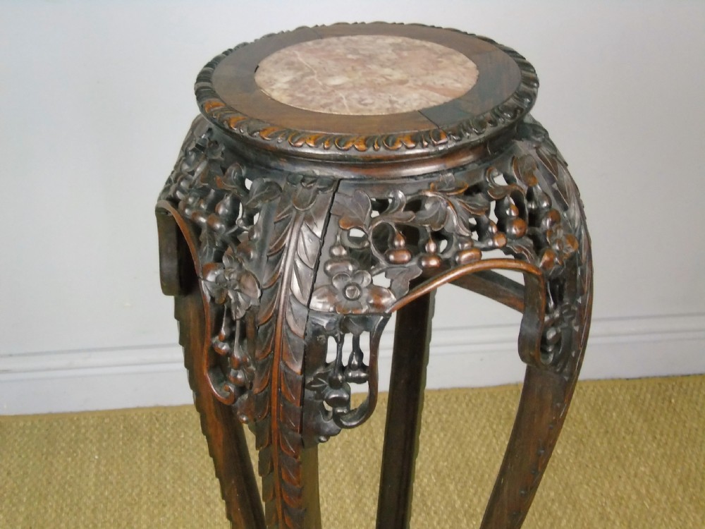 Good Quality 19th Century Chinese Pedestal Marble Inset View III