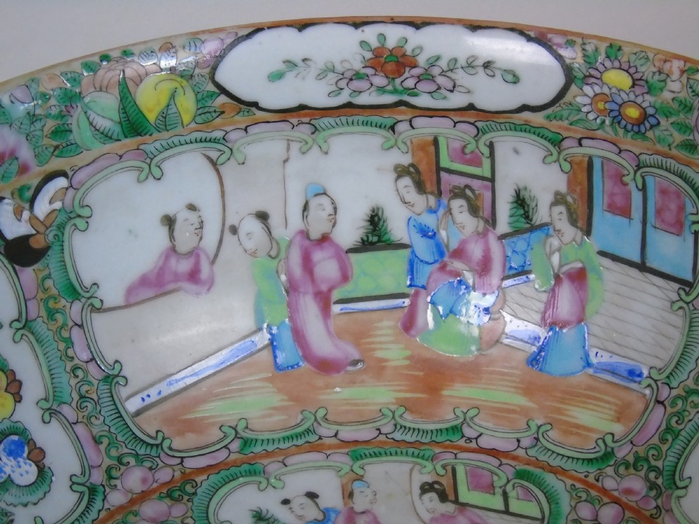 Antique Chinese Famille Vert Punch Bowl on Stand View II