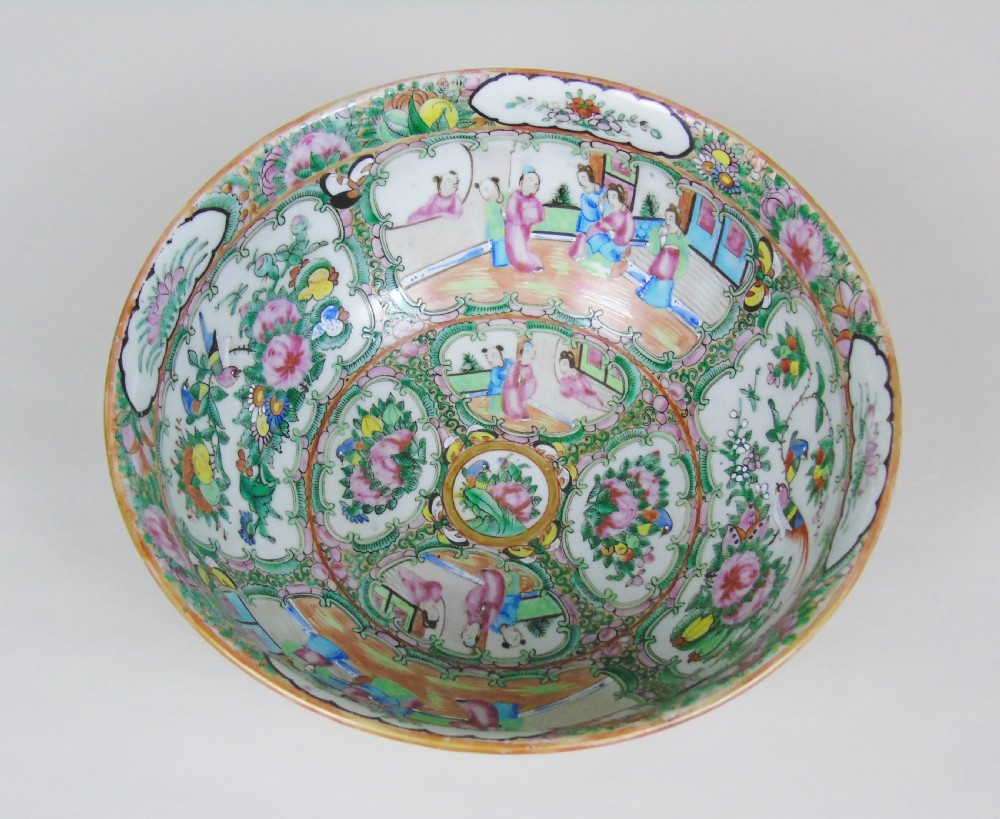 Antique Chinese Famille Vert Punch Bowl on Stand View III