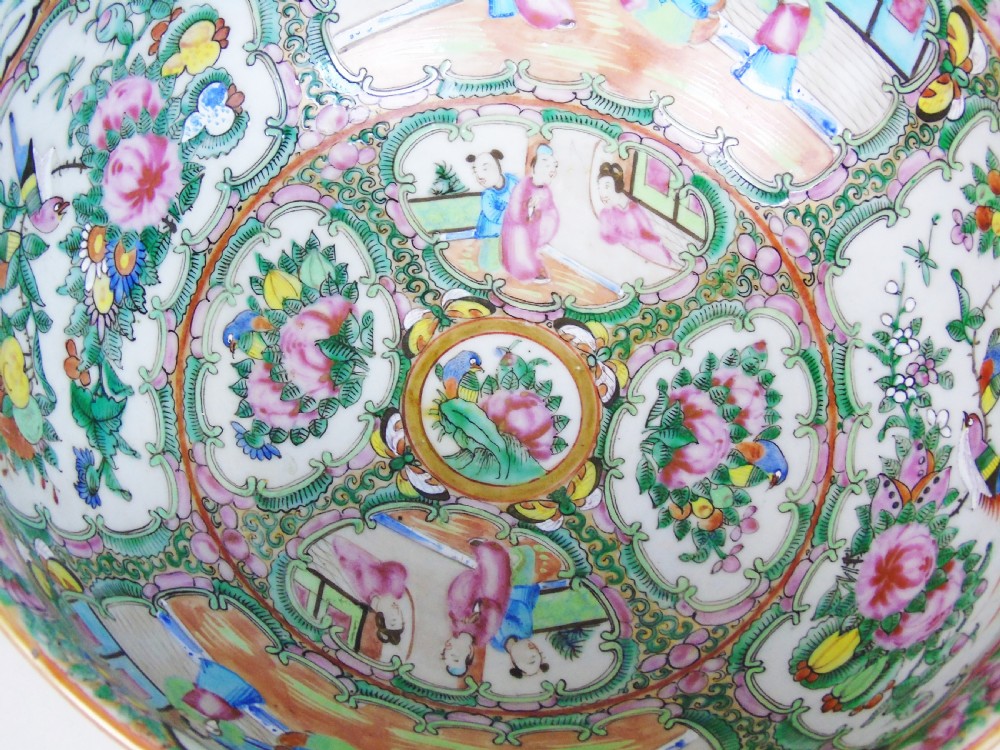 Antique Chinese Famille Vert Punch Bowl on Stand View VI