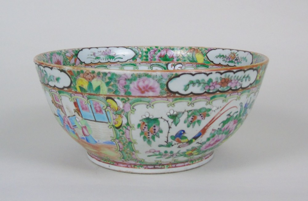 Antique Chinese Famille Vert Punch Bowl on Stand View VII