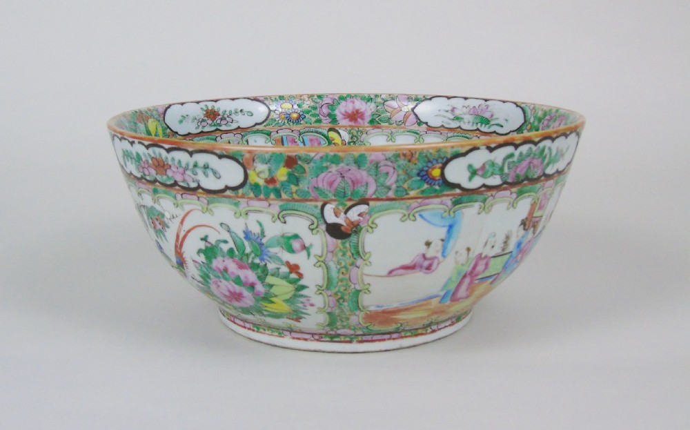 Antique Chinese Famille Vert Punch Bowl on Stand View VIII