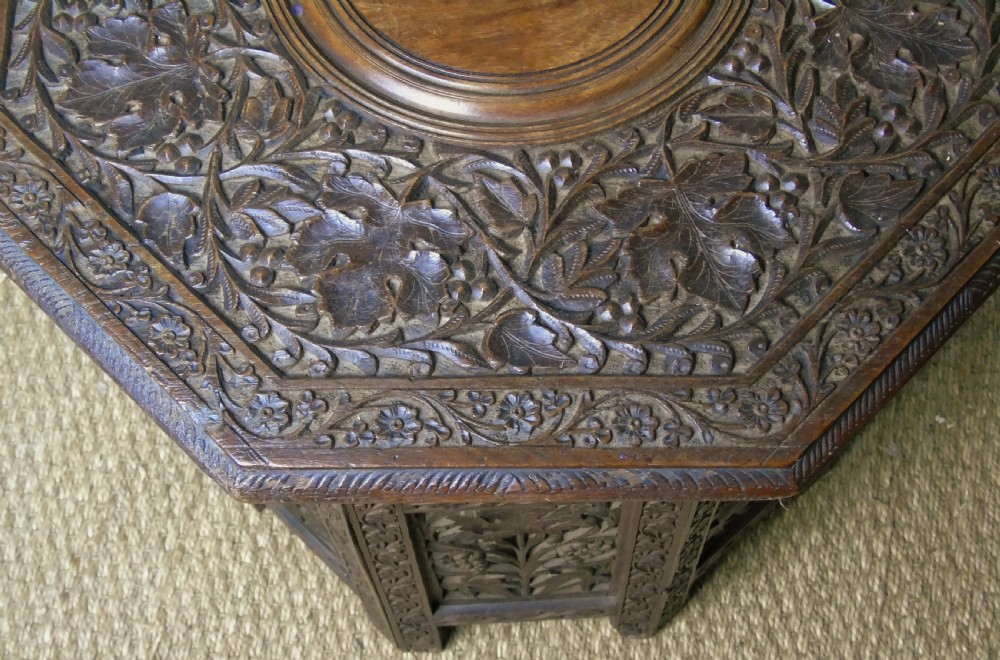 Antique Pair Carved Hardwood Islamic Tables Moorish Liberty View IV