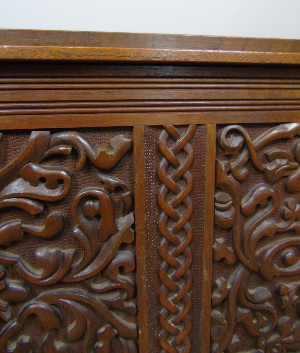 Attractive Arts & Crafts Period Carved Wood Chest View VIII