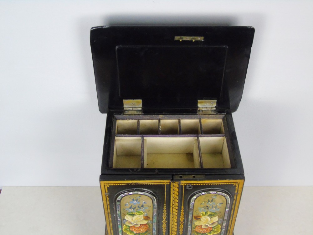 Good Victorian Papier Mache Jewellery Cabinet View IV