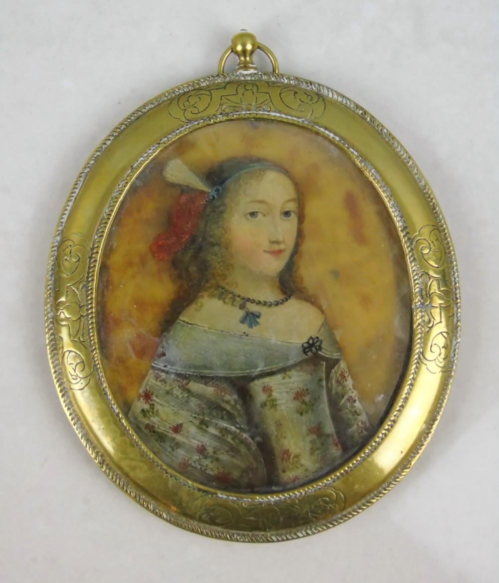 17th Century Miniature Portrait Noble Lady View VII