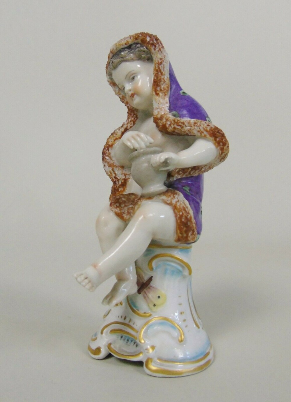 Continental Porcelain Putto Figure Winter