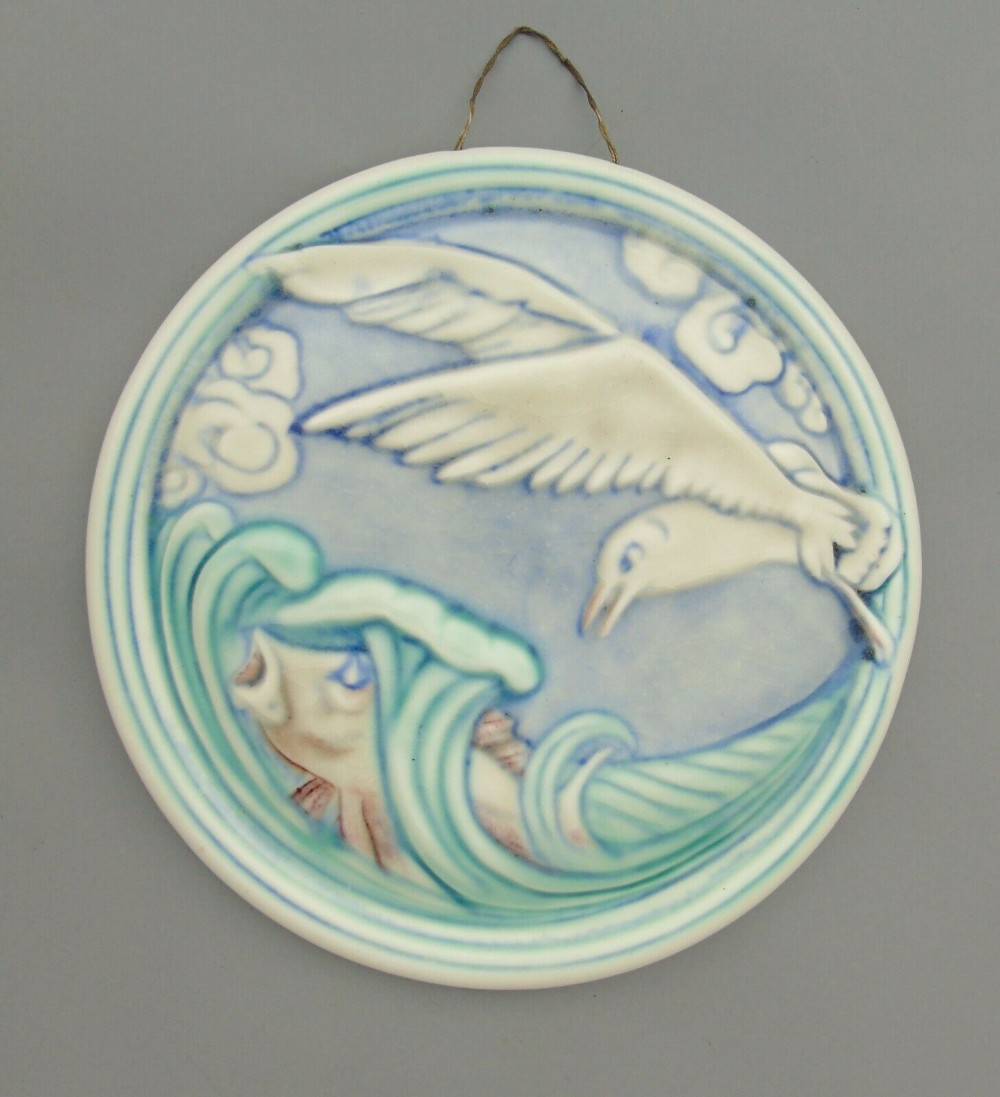 Pilkingtons Royal Lancastrian Wall Plaque Seagull Fish Arts & Crafts